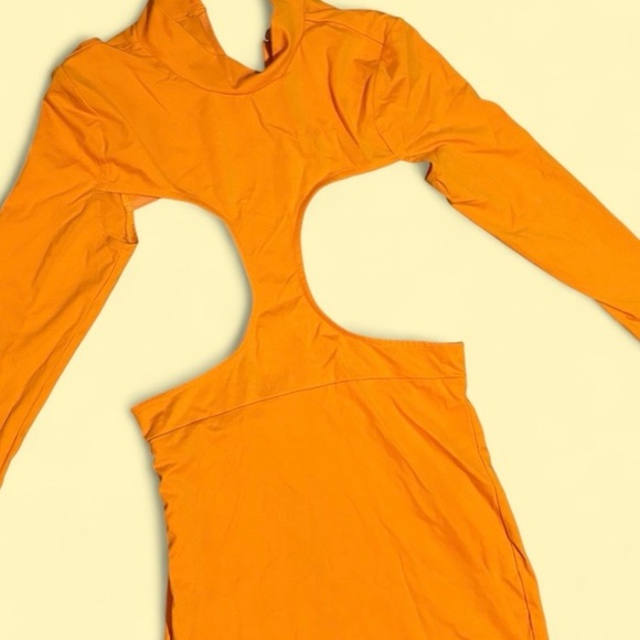 h:ours NWT Antonella Cut-Out Long Sleeve Mini Dress – Bright Orange – Size M - Picture 5 of 11